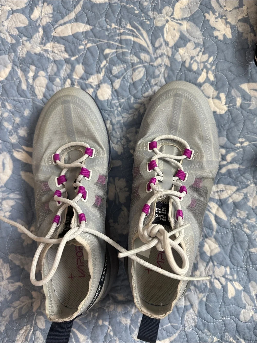 Nike VaporMax Sneakers - Gray with Purple Accents